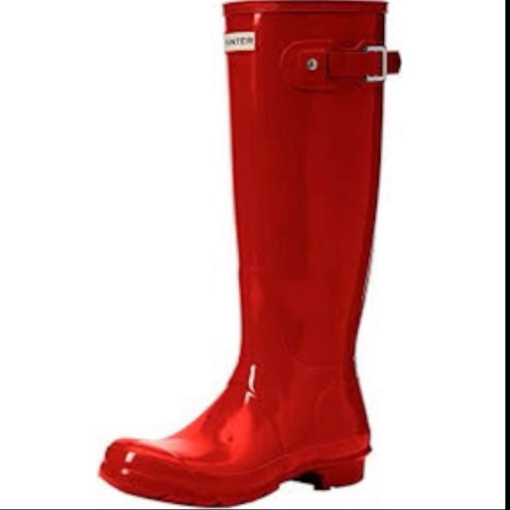 Hunter High Gloss Tall Rain Boot Red 8